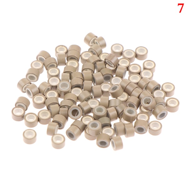 100 Stk Micro Silikonforede Ringer Lenker Perler Crimp Beads Hår 7