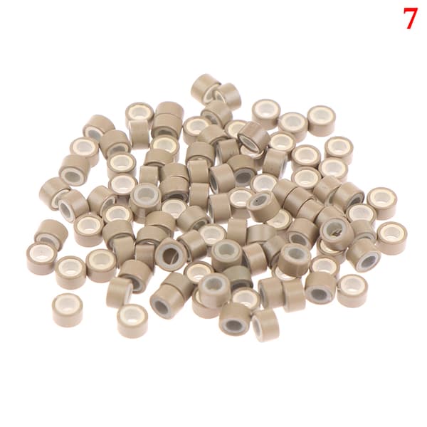 100st Micro Silikon Fodrade Ringar Länkar Pärlor Crimp Beads Hår 7
