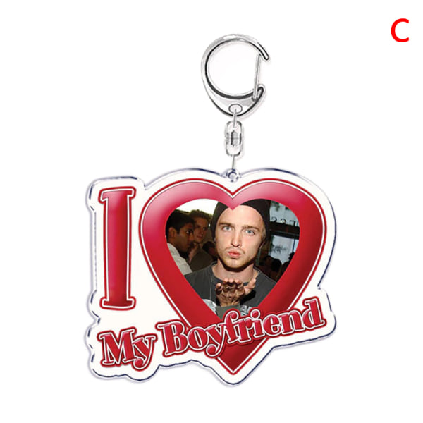 Jag älskar min pojkvän flickvän hjärta Akryl nyckelring hänge D