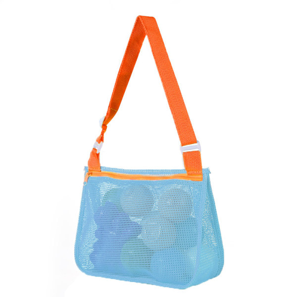 Beach Toy Mesh Bag Kids Shell Oppbevaringsveske Beach Toy Seashell Ba Blue