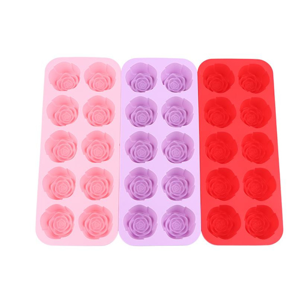 10-hulrum Silikone Rose Kageform Nonstick Bageform Til DIY S Purple