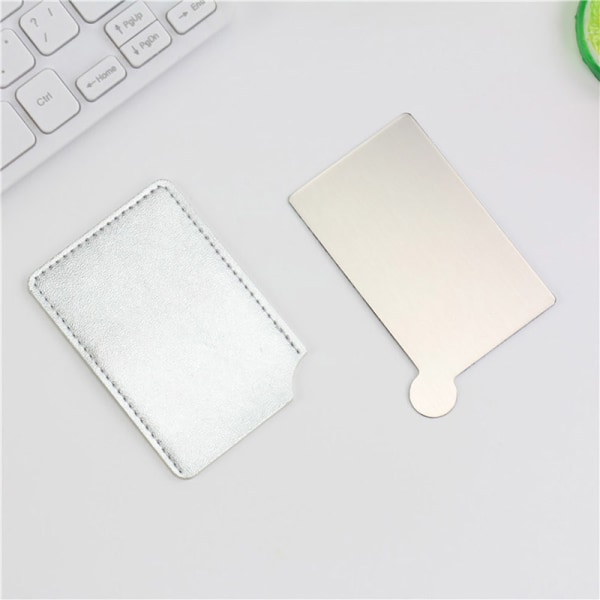 Bärbar Mini Rostfritt Stål Okrossbar Makeup Pocket Mirror Silver