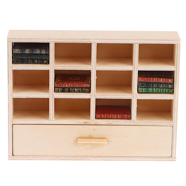 1:12 Dukkehus Miniature Bogreol Opbevaring Hylde Skuffeskab