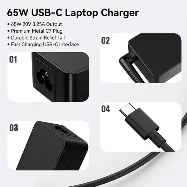 NY 20v3.25a 65w Typ-c Strömadapter Laptopladdare Kompatibel A