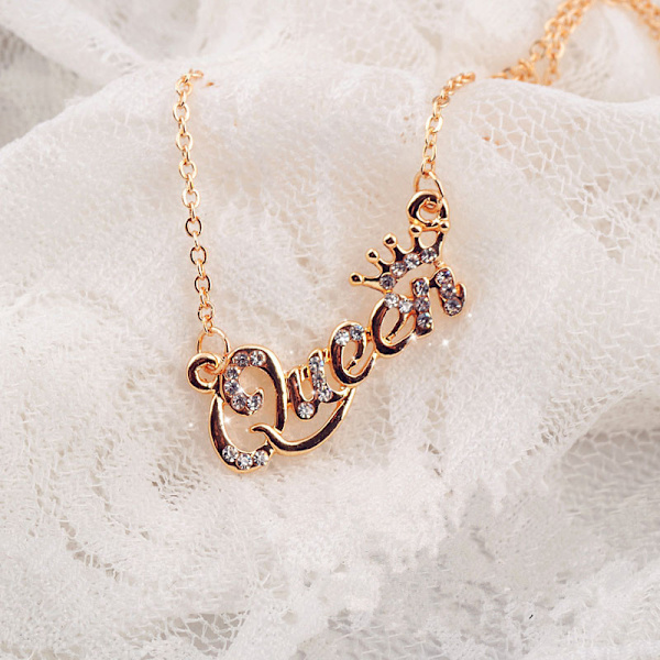 Brevhalsband Mode Kvinnlig Strass Queen Halsband För Wo Gold