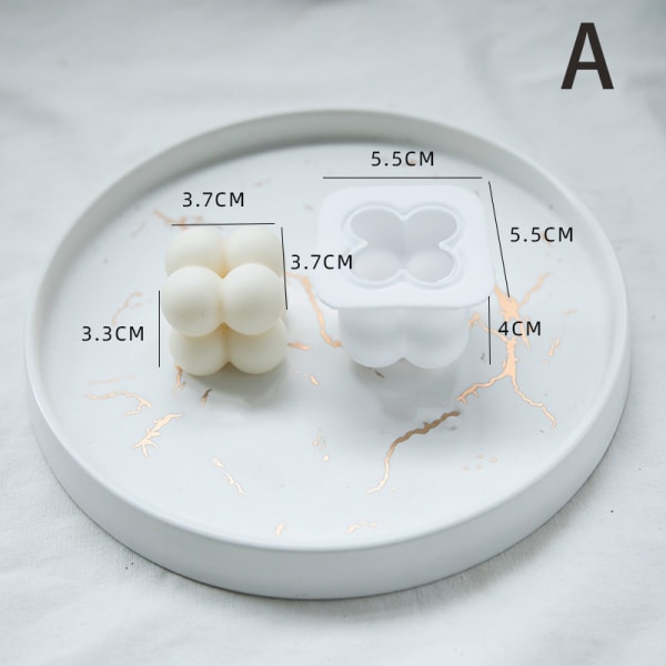 Ny 3D Cube Candle Form DIY Rund Cube Candle Form 3D Silikone A