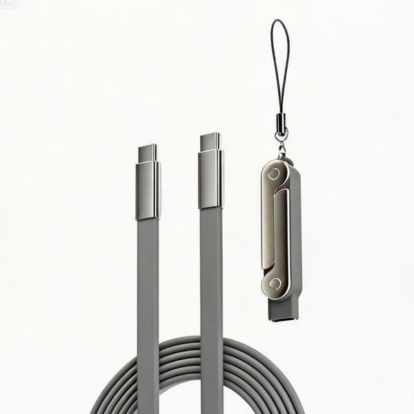 240W 2-i-1 USB C till Type C Snabbladdande Vikbart Fäste Data Gray