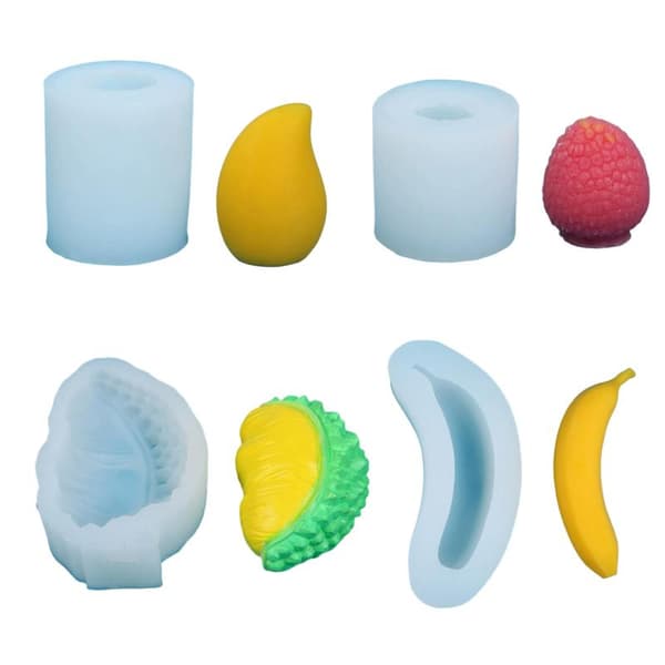 3D Frukt Silikonform Mango Banan Litchi For Stearinlys Aromaterapi 01