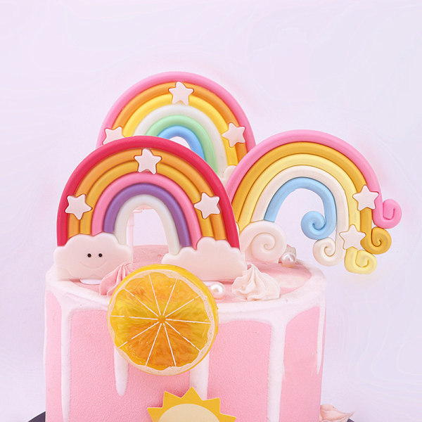 Rainbow Balloon Cake Topper Star Cloud Cupcake Sofa Dekor Fødsel 2