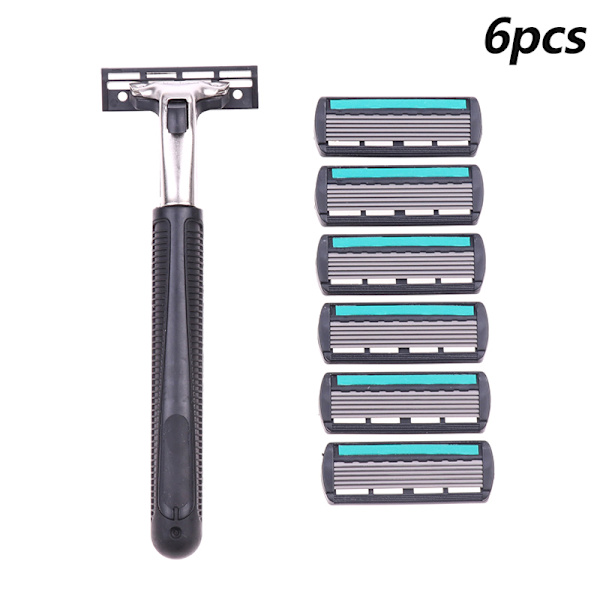 Manuel barbermaskine i rustfrit stål 1 knivholder 6 hoveder mænd' 6PCS