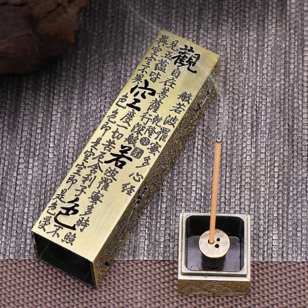 Retro suitsukepoltin Pysty Zen Buddha Heart Sutra Pillar Met Gold