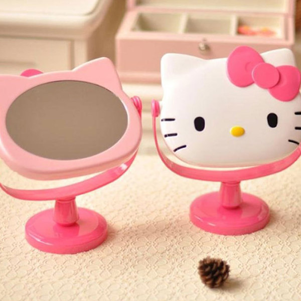 Ny Kawaii Pink Mirror Cartoon Hellokitty Melody Kuromi Folding Pink