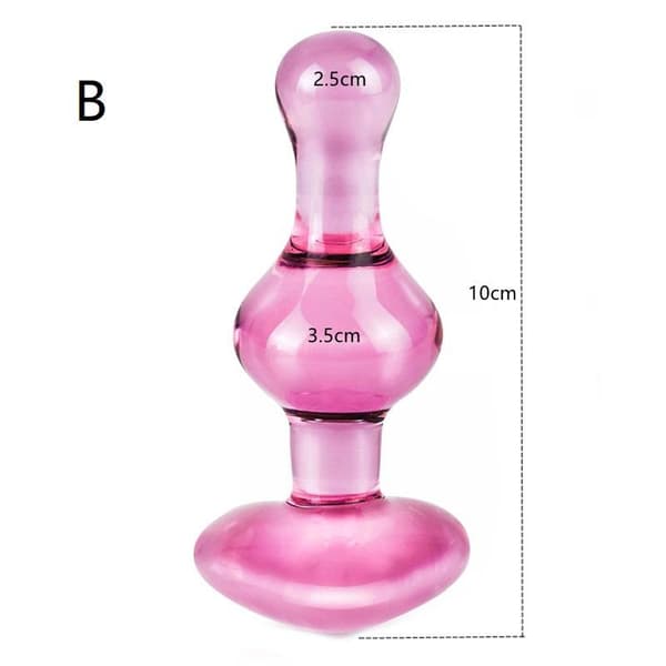 Glas Butt Plug - Hjerte Røv Anal Plug - Vandtæt Kvinder Mænd Se A
