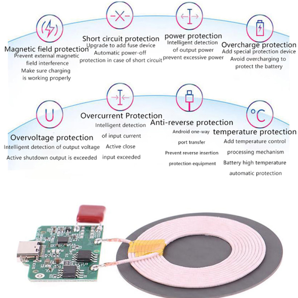 15 W Qi Fast Wireless Charger Module -lähetin kotelolla PCBA C