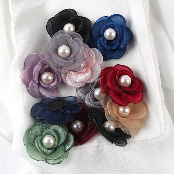 1 Stk 5cm Mesh Gaze Blomster For DIY Bryllupsfest Klær Sko Khaki