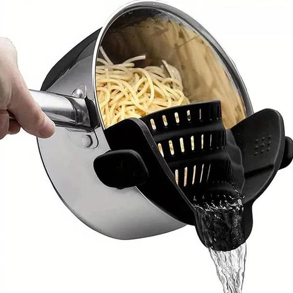 Silikone køkken si klips på gryder og pander afløbsstativ pasta Red