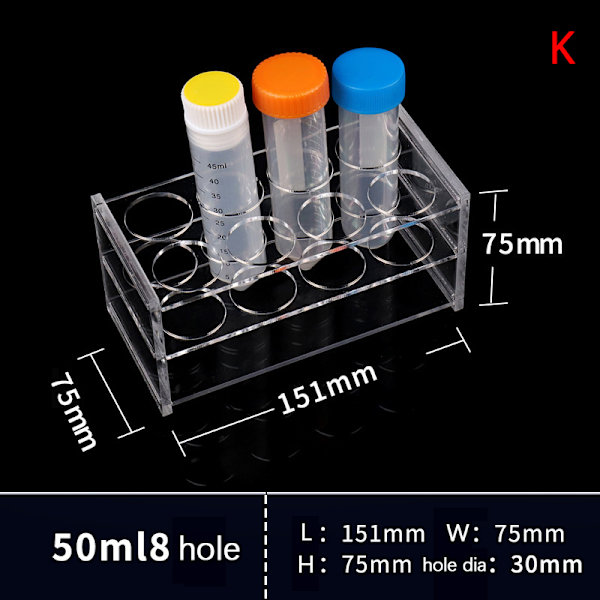 Muovinen kirkas keskipakotestiputkitelinetelineen koulutarvikkeet 50ml 8hole