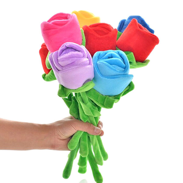 1st tecknad rosblomma fylld mjuk plyschleksak Alla hjärtans dag Red