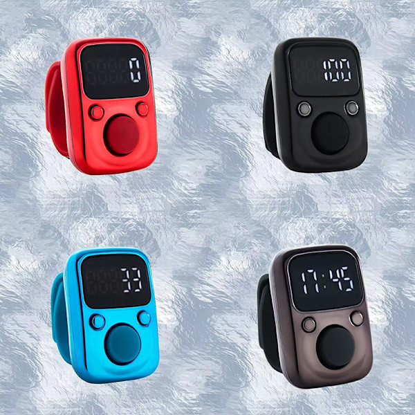 Finger Counter Luminous Finger Ring Elektrisk Digital Display Ta Silver