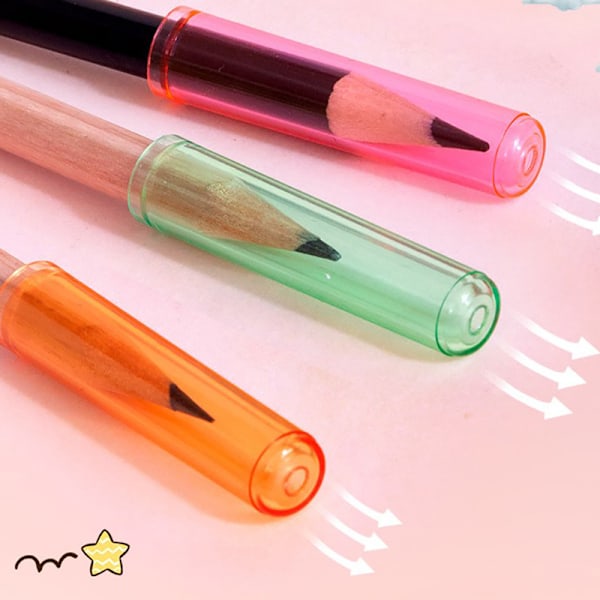 6 STK Farve Transparent Plastic Pencil Extender Pen Protector Ca A2