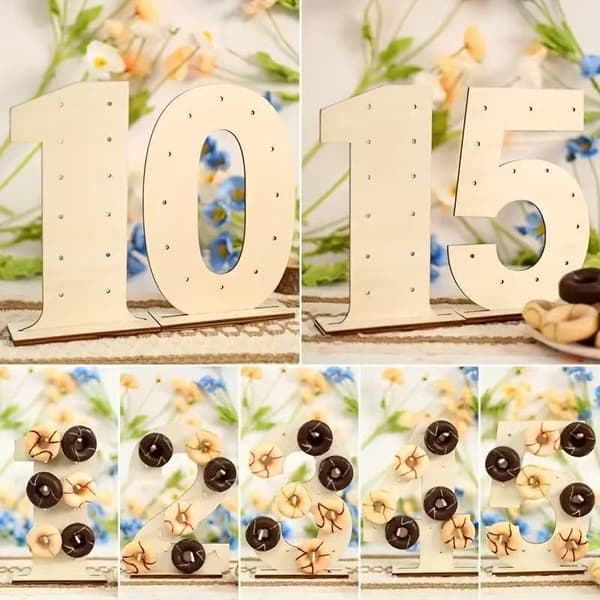Nummer 0-9 Tre Donut Display Stativ Holder Brett Bord Dessert 3