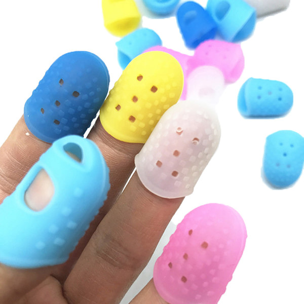 Flerfärgad silikon fingerborgsspets urholkad andningsbar stickning H:2.5cm