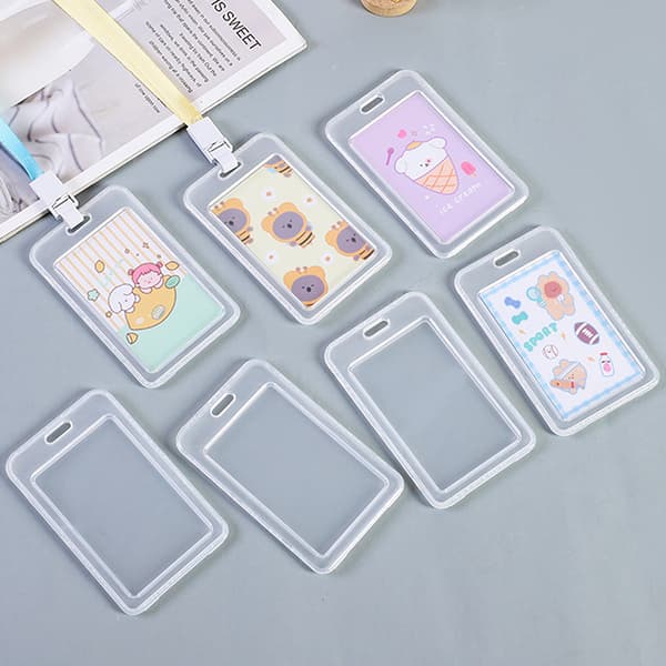 10 st nya plastkortsfickor med snodd Transparent ID-kort A3