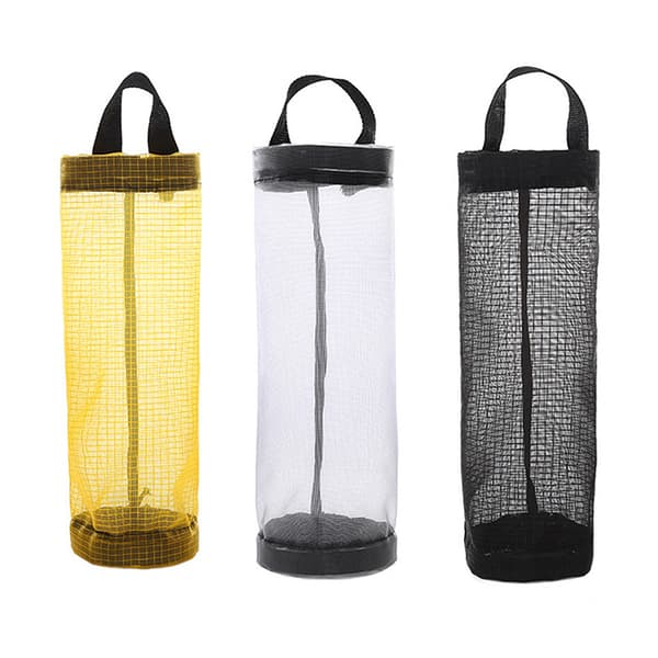 Hjem Dagligvareposeholder Veggfeste Mesh plastposedispenser T Black