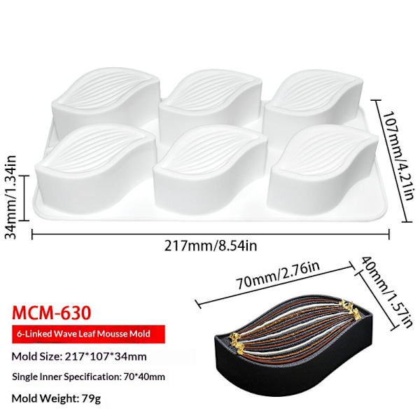 6-hulls blader mousseform DIY gelépudding bakverk sjokolade S