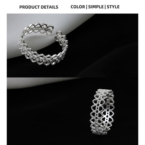 Lace Ring kvindeligt design Sense smykker hul hjerteformet ring