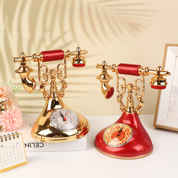Retro telefonmodell Väckarklocka Creative Timekeeper Desktop T Red