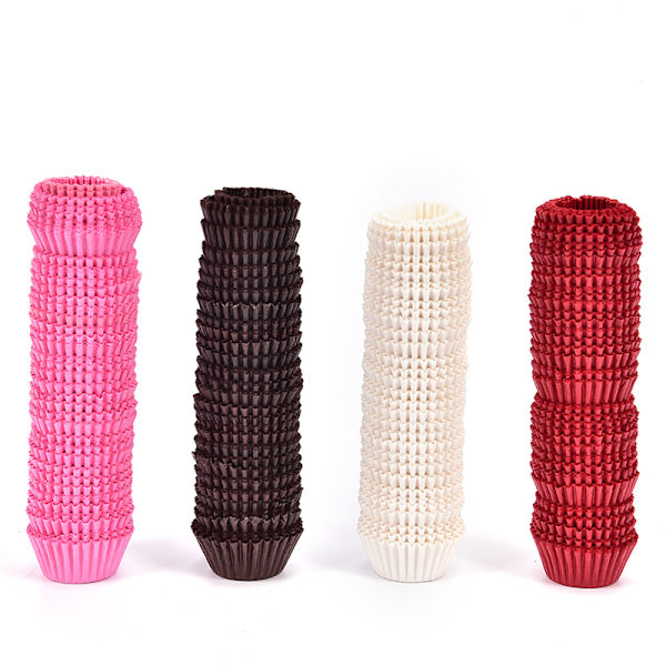 500 STK Mini Chocalate Papir Liners Bagning Cupcake Cases Muffin red