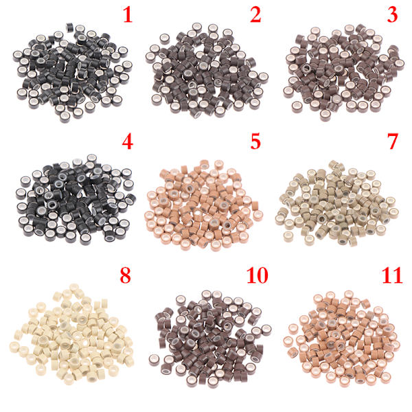 100st Micro Silikon Fodrade Ringar Länkar Pärlor Crimp Beads Hår 3