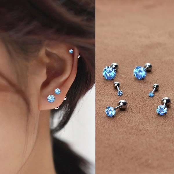1pari sininen kristallizirkoni Ear Bone Nail spiraalinappikorvakorut Fo 2MM