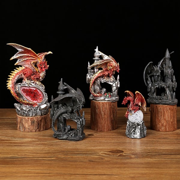 Castle Dragon Ornaments Creative Dragon Sculpture Resin Decorat A2