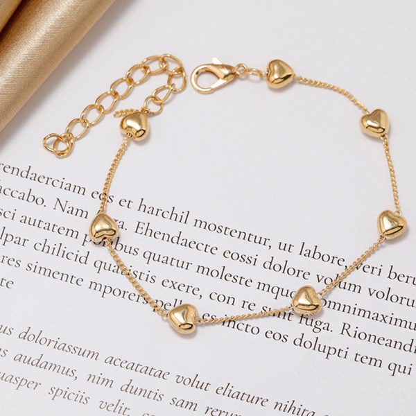 Enkelt hjärtformat guldlegerat armband för modesmycken för kvinnor B