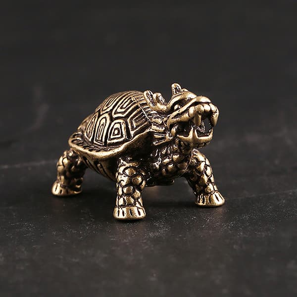 3D Messing Dragon Turtle Casting Statue Mini Animal Metal Figurin