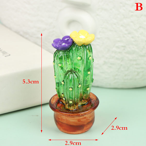 Glaskaktusfigurer Ornament Mini Bonsai Inredning och Miniatyr B