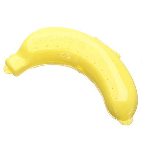 e 3 Färger Fruit Banana Protector Box Holder Case Lunch Innehåll Yellow