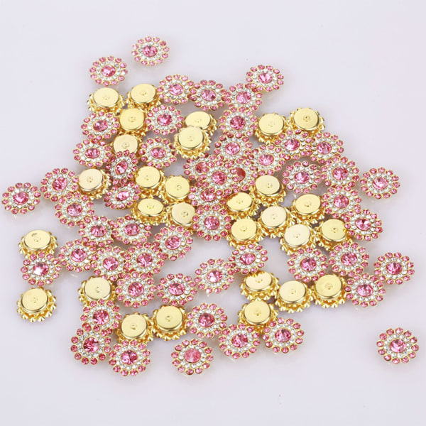 25 Stk14mm Blomsterformet Sparkling Button Flatback Sydug pink