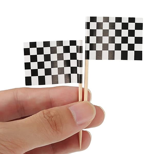 100 stk Racing Flag Tandstikkere Træ Ternet Flag Picks Appetiz