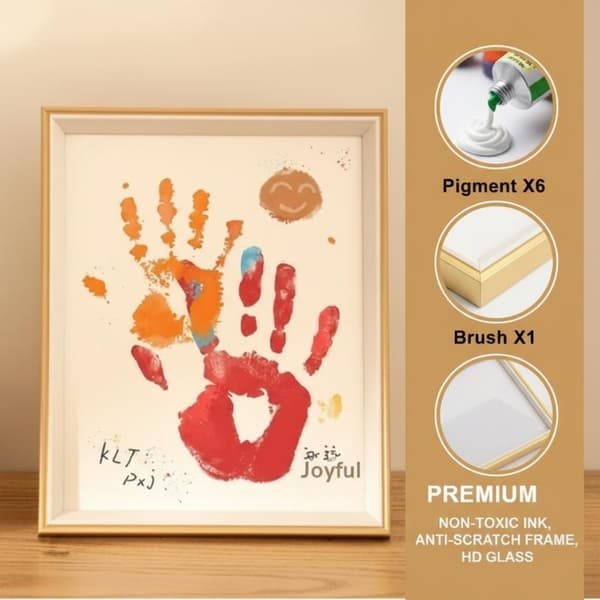 DIY Par Handmålad Skuggbox Ramset Trä Handavtryck Foto 1