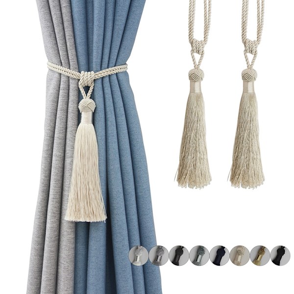 1 STK Gardin Tiebacks kvast Gardin Clips Rope Gardin Tie Back Beige