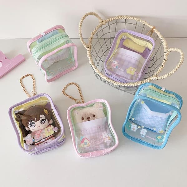 Blind Box Opbevaringspose Tyk Dukke Organizer Boks Nøglering Taske Blue