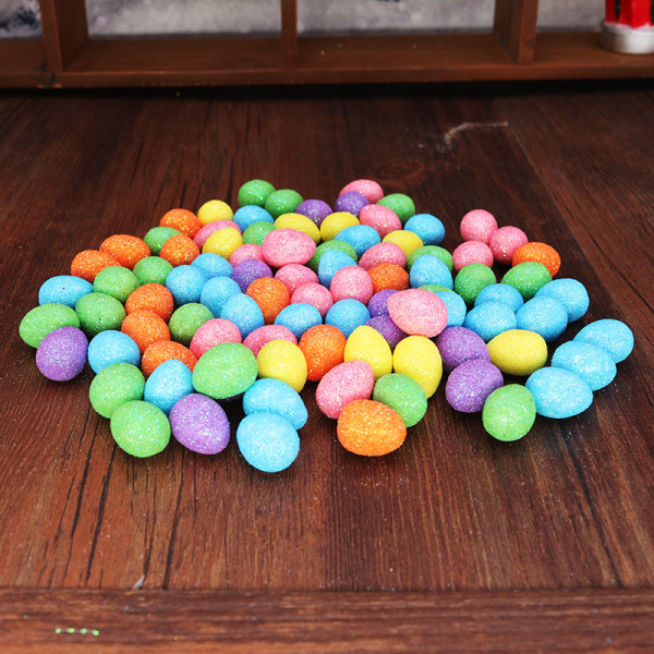 80stk/pose Glitter Påskeæg Farverige Foam Fugledueæg DI 80Pcs