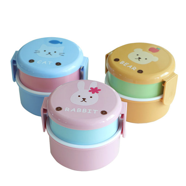 540 ml Madkasse Dobbeltlags Rund Mini Bento Box Børne C