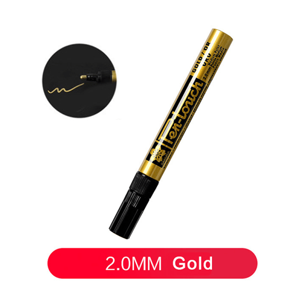 Hvid Sølv Guld Permanent Metallic Marker Penne 0,7/1,0/2,0 mm Gold 2.0mm