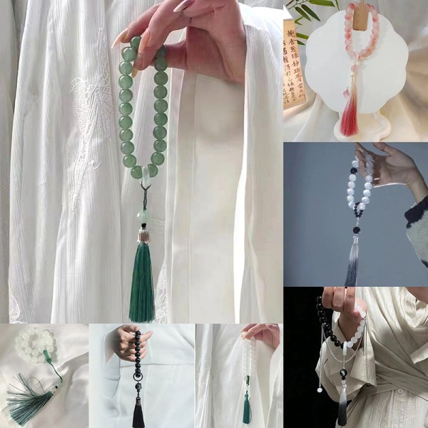 Tupsu rannerengas käsin kierretty helmi Buddhalainen Rosary Riipus helmi Ch H