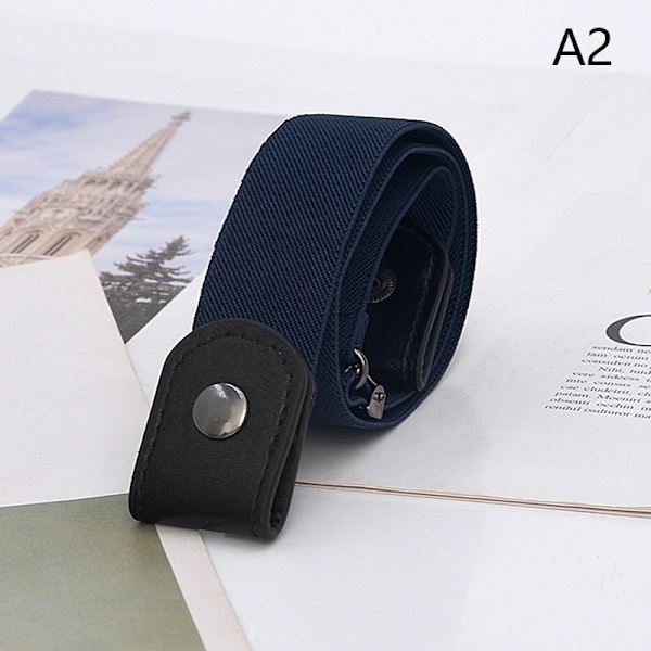 Dam Elastiskt latbälte dam utan spänne bälte jeans klänning elastisk A2