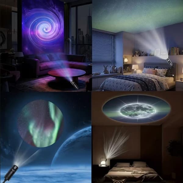 Galaxy Aurora Mönster USB Projektionslampa för Rumsatmosfär